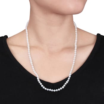 5 - 6 MM Freshwater Cultured Pearl 24" Strand with Sterling Silver Clasp