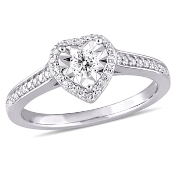 1/3 CT TW Diamond Heart Ring in Sterling Silver