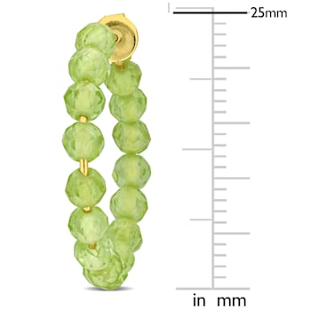 5 CT TGW Peridot Beaded Hoop Earrings in Yellow Plated Sterling Silver