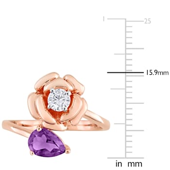 1 CT TGW Africran-Amethyst and Topaz 2-Stone Rose Ring in Rose Plated
Sterling Silver