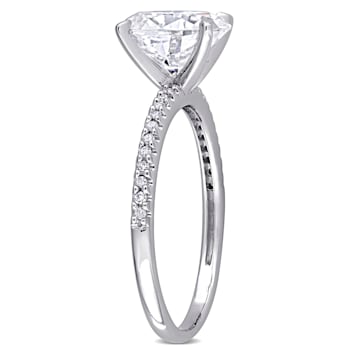 2 CT DEW Created Moissanite and 1/10 CT TW Diamond Engagement Ring in
14K White Gold