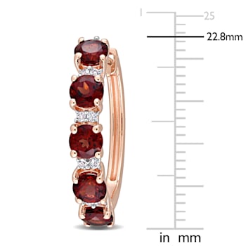 3 1/8 CT TGW Garnet and White Topaz Hoop Earrings in Rose Plated
Sterling Silver