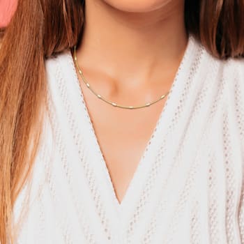 White Enamel Bead Link Necklace in 14K Yellow Gold Over Sterling Silver