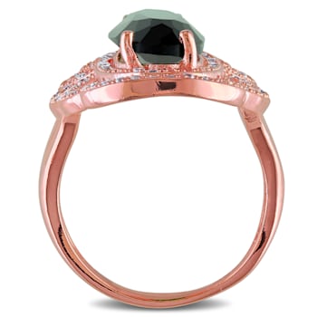 35 CT TGW Green and White Cubic Zirconia Ring in Rose Plated Sterling Silver
