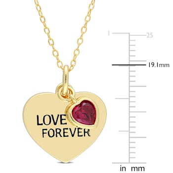5/8 CT TGW Created Ruby "Love You Forever" Heart Pendant with
Chain in Yellow Plated Sterling Silver