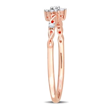 1/10ctw Diamond Floral Promise Ring in 18K Rose Gold Over Sterling Silver