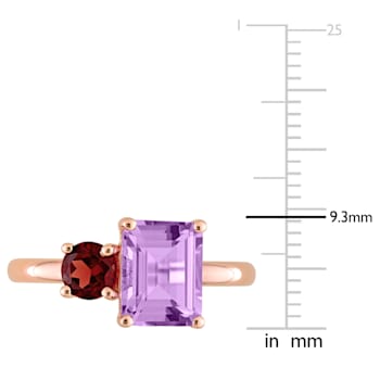 2 4/5 CT TGW Amethyst and Garnet Ring in Rose Plated Sterling Silver