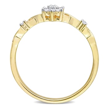 1/10ctw Diamond Floral Promise Ring in 18K Yellow Gold Over Sterling Silver