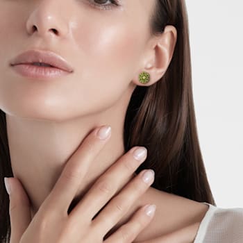 1 4/5 CT TGW Peridot and White Topaz Flower Stud Earrings in Yellow
Plated Sterling Silver