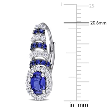 2 1/5 CT TGW Created Blue and White Sapphire Earrings in Sterling Silver
with Black Rhodium Plated