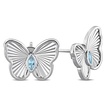 1/4 CT TGW Sky Blue Topaz Butterfly Stud Earrings in Sterling Silver