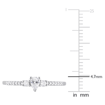 1/3 CT TGW Created White Sapphire and Diamond Accent Engagement Ring in
Sterling Silver