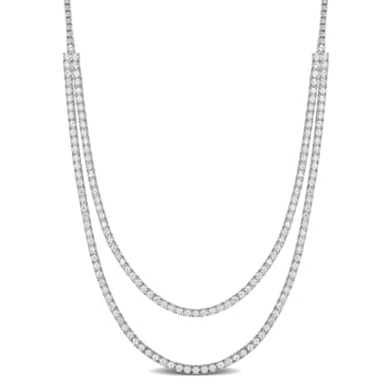 8 7/8ctw Lab-Grown Diamond Double Strand Necklace in 14K White Gold