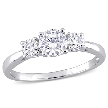 1 CT DEW Created Moissanite 3-Stone Engagement Ring in Sterling Silver
