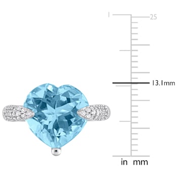 7 CT TGW Sky Blue Topaz and 1/5 CT TW Diamond Heart Ring in 14K White Gold