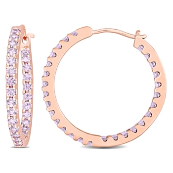 2 4/5 CT TGW Simulated Alexandrite Inside Outside Hoop Earrings in 10K
Rose Gold