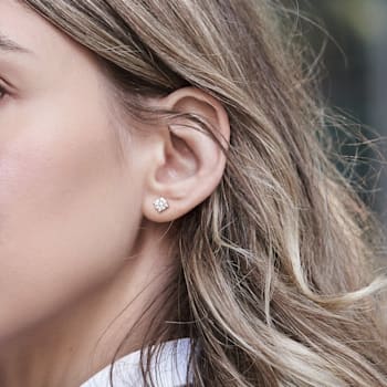 1 CT TW Lab-Grown Diamond Solitaire Stud Earrings in 14K White Gold