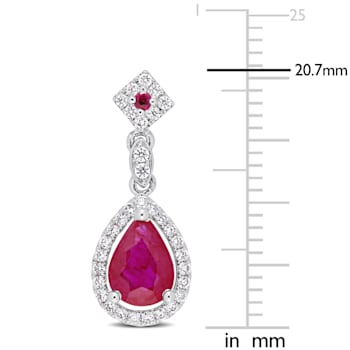1 3/4 CT TGW Ruby-CN and 1/3 CT TW Diamond Drop Earrings in 14K White Gold