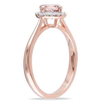 4/5 CTW Morganite and 1/10 CT TW Diamond Halo Ring in Rose Plated
Sterling Silver