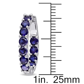 4 1/3 CT TGW Created Blue Sapphire Inside Outside Hoop Earrings in
Sterling Silver