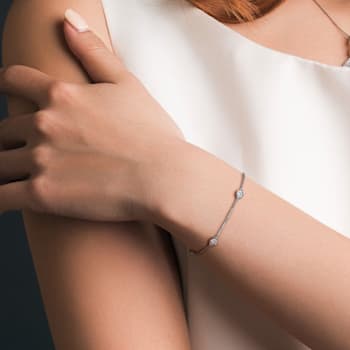 1 CT TW Lab-Grown Diamond Station Bracelet in 14K White Gold