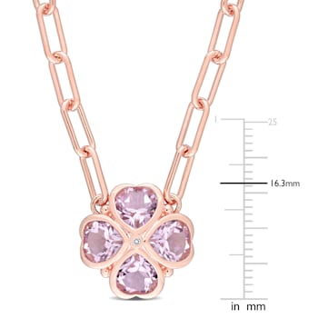 2 1/5 CTW Rose de France and Diamond Accent Floral Heart Paperclip Chain
Rose Plated Silver Necklace