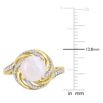 1 3/8 CT TGW Opal, White Topaz and Diamond Accent Interlaced Ring in
Yellow Plated Sterling Silver