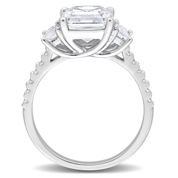 3 1/5 CT TGW Created Moissanite 3-Stone Ring in Sterling Silver