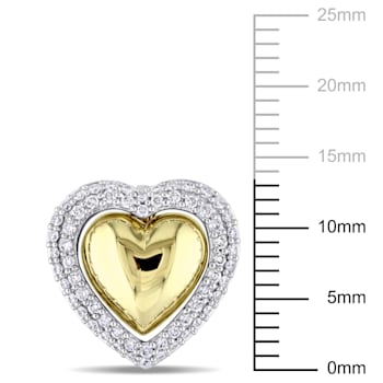 1/2 CT TW Diamond Heart Stud Earrings in 14k 2-Tone White and Yellow Gold