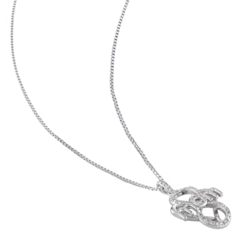 Diamond Infinity Heart "Mom" Pendant with Chain in Sterling Silver