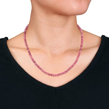 17 CT TGW Pink Tourmaline Beaded Necklace with Rose Plated Sterling
Silver Clasp