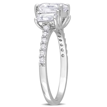 2 5/8 CT TGW Created Moissanite 3-Stone Ring in Sterling Silver