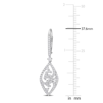 4/5 CT DEW Created Moissanite Leverback Dangle Earrings in Sterling Silver