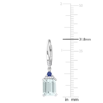 4 1/10 CT TGW Blue Sapphire Aquamarine and 1/10 CT Diamond Earrings in
Sterling Silver