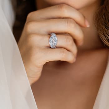1 1/2 CTW Sky Blue and Swiss Blue Topaz Crossover Multi-Row Ring in
Sterling Silver