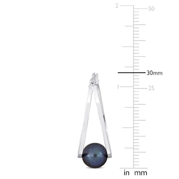 8-8.5 MM Black Freshwater Cultured Pearl Earrings in Sterling Silver