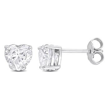 1 1/2 CT TGW Heart Shape Created Moissanite Stud Earrings in Sterling Silver