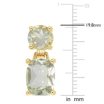 7 4/5 CT TGW Green Quartz Dangle Earrings in Yellow Gold Plated Sterling Silver