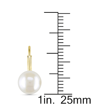 7-7.5MM Freshwater Cultured Pearl Drop Earrings in 10K Yellow Gold