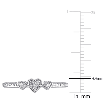 0.05 CT TW Diamond Accent 3-Heart Eternity Ring in Sterling Silver
