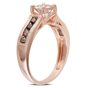 1 1/4 CTW Morganite and Smoky Quartz Ring in Rose Plated Sterling Silver