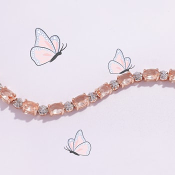 9 CT TGW Simulated Morganite and Diamond Accent Tennis Bracelet in Rose
Rhodium Over Sterling Silver