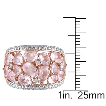 6 CT TGW Rose Quartz and Diamond Accent Floral Ring in 18K Rose Gold
Over Sterling Silver