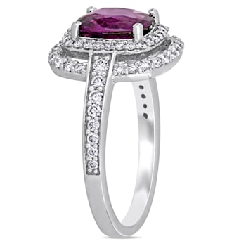 1 4/5 CT TGW Rhodolite, Garnet and 1/2 CT TW Diamond Double Halo Ring in
14K White Gold