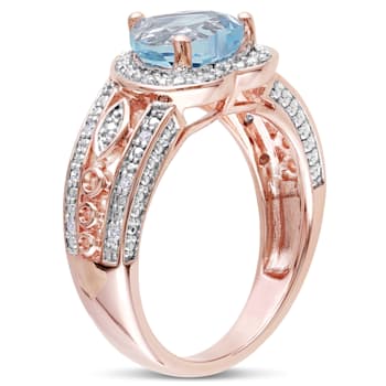 2 CT TGW Sky Blue Topaz and 1/10 CT TW Diamond Heart Ring in Rose Plated
Sterling Silver