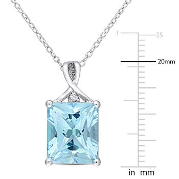 7 1/2 CT TGW Sky Blue and White Topaz Pendant with Chain in Sterling Silver