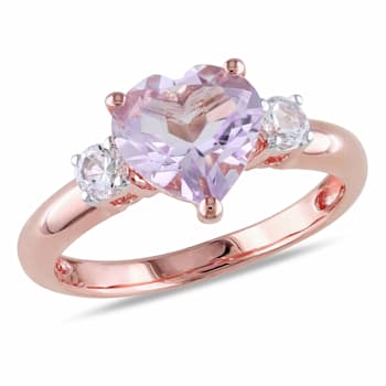 2 CT TGW Rose de France and Created White Sapphire Heart Ring in 18K
Rose Gold Over Sterling Silver