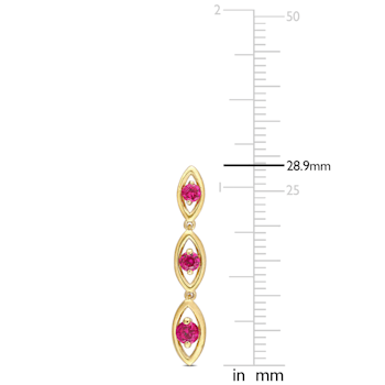 7/8 CT TGW Created Ruby Drop Earrings in Yellow Plated Sterling Silver