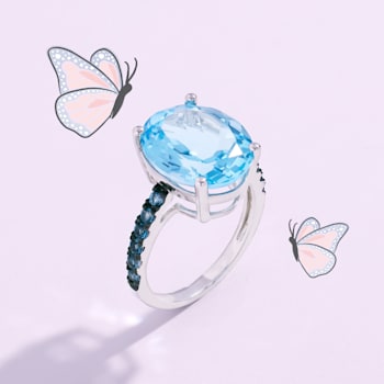 10 1/5 CT TGW London Blue Topaz & Sky Blue Topaz Ring in Sterling
Silver with Black Rhodium