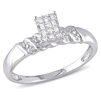 1/10 CT TW Diamond Engagement Ring in Sterling Silver